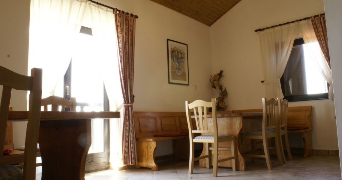 a room with a table and chairs