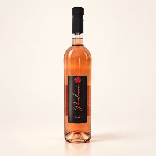 Pavlomir Rosé 0,75 l – studijska fotografija boce na krem podlozi.