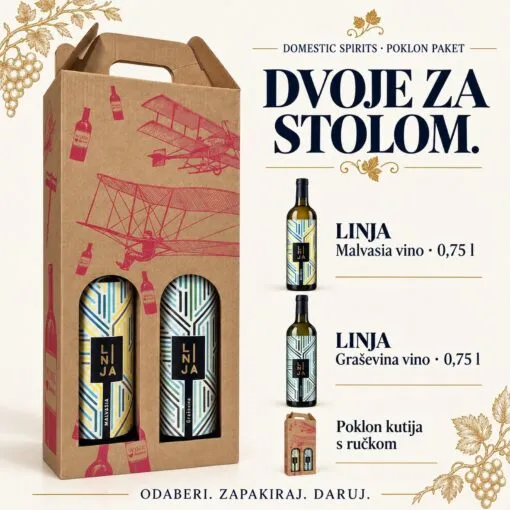 Kartica sadržaja poklon paketa — „DUO” poklon paket 2 × 0,75 l.