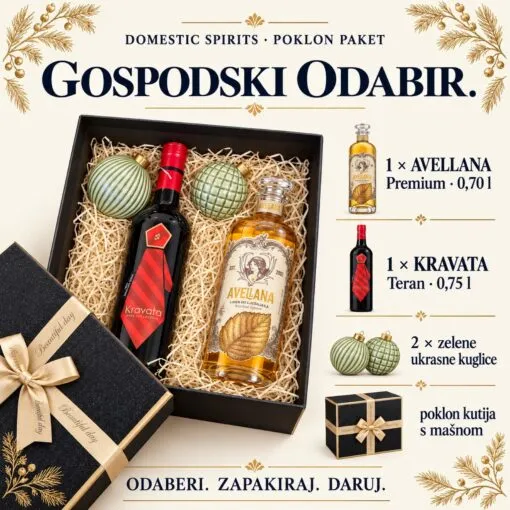 Kartica sadržaja poklon paketa — „Gospodski” poklon paket.