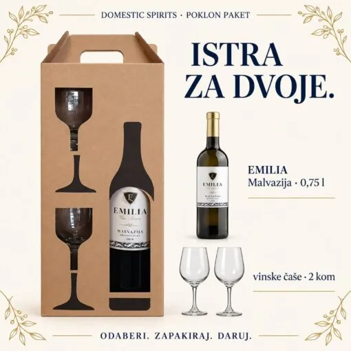 Kartica sadržaja poklon paketa — EMILIA Malvazija poklon paket.