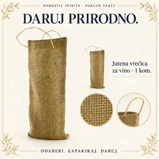 Kartica sadržaja poklon paketa — Ukrasna jutena vrećica.