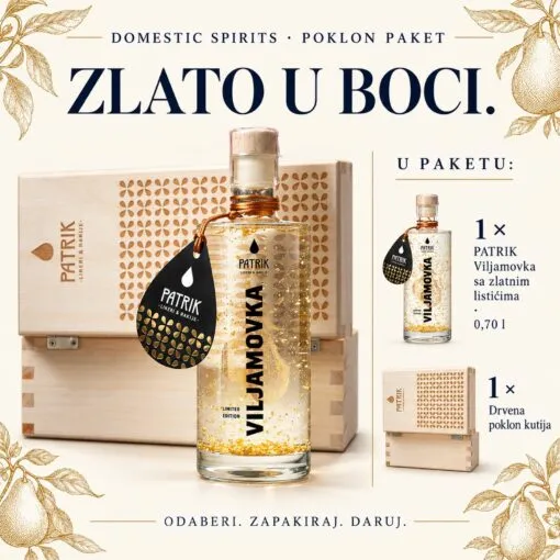 Kartica sadržaja poklon paketa — Patrik Viljamovka sa zlatnim listićima – Limited Edition.